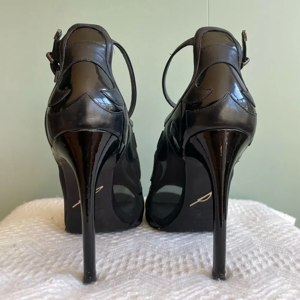 B Brian Atwood Black Booties Sz 7.5 - Picture 9 of 12